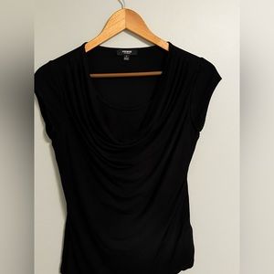 Draped neck black top